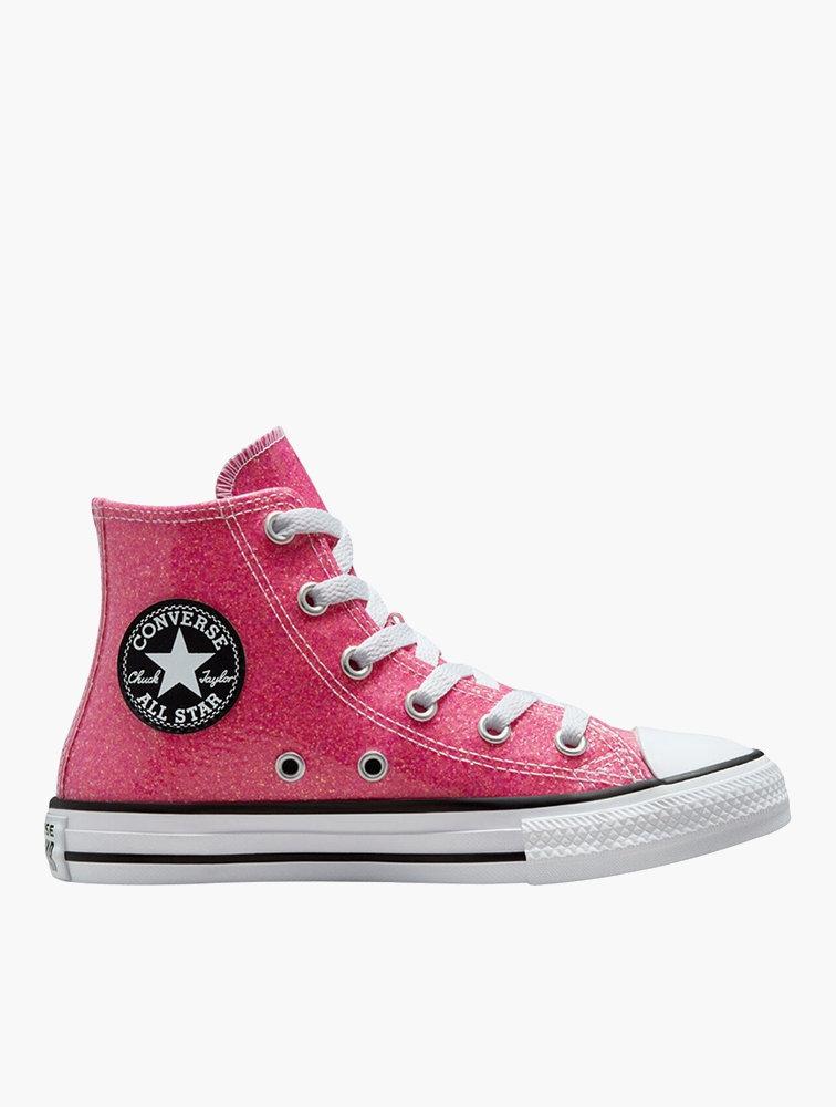 Pink glitter high top converse best sale